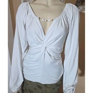 Vintage y2k White fairy coquette grunge whimsy goth babydoll ruched top L Sele
